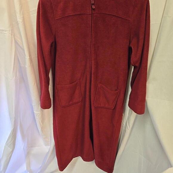 LL Bean Women’s Winter‎ Fleece Robe Grandma Country warm Zip Front Red Size M - Picture 2 of 10